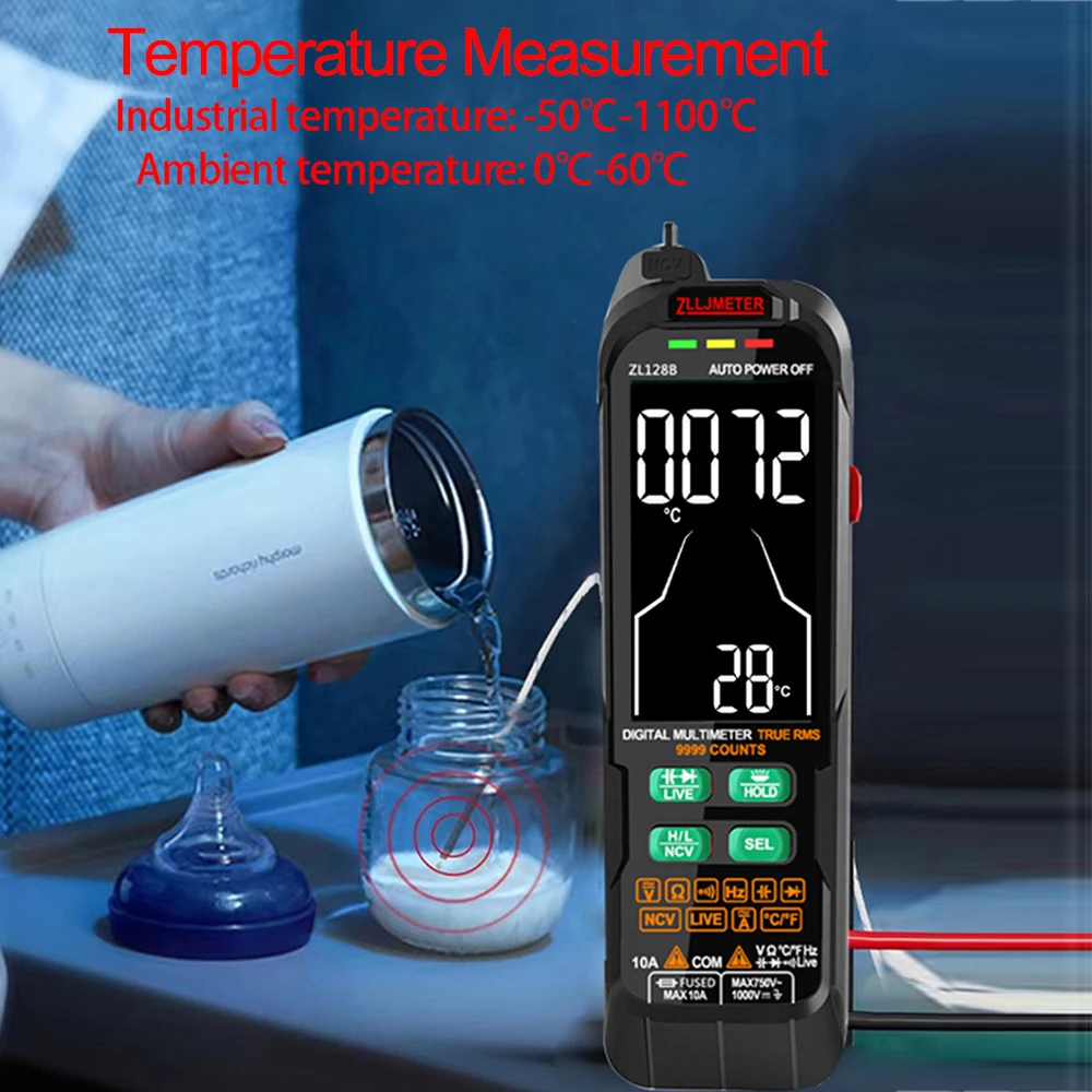 USB Charge Multimeter Digital 9999 Counts AC DC Current Voltage Multimetro Auto Range True RMS NCV Capacitance Ohm Temp Tester