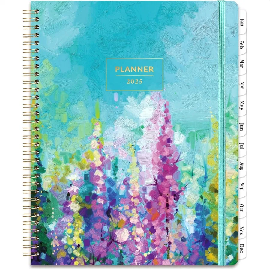 

2025 Large 2025 9" x 11" Jan. 2025 Dec. 2025 Weekly ＆ Monthly 2025 with Hardcover Tabs Elastic Closure and Pocket