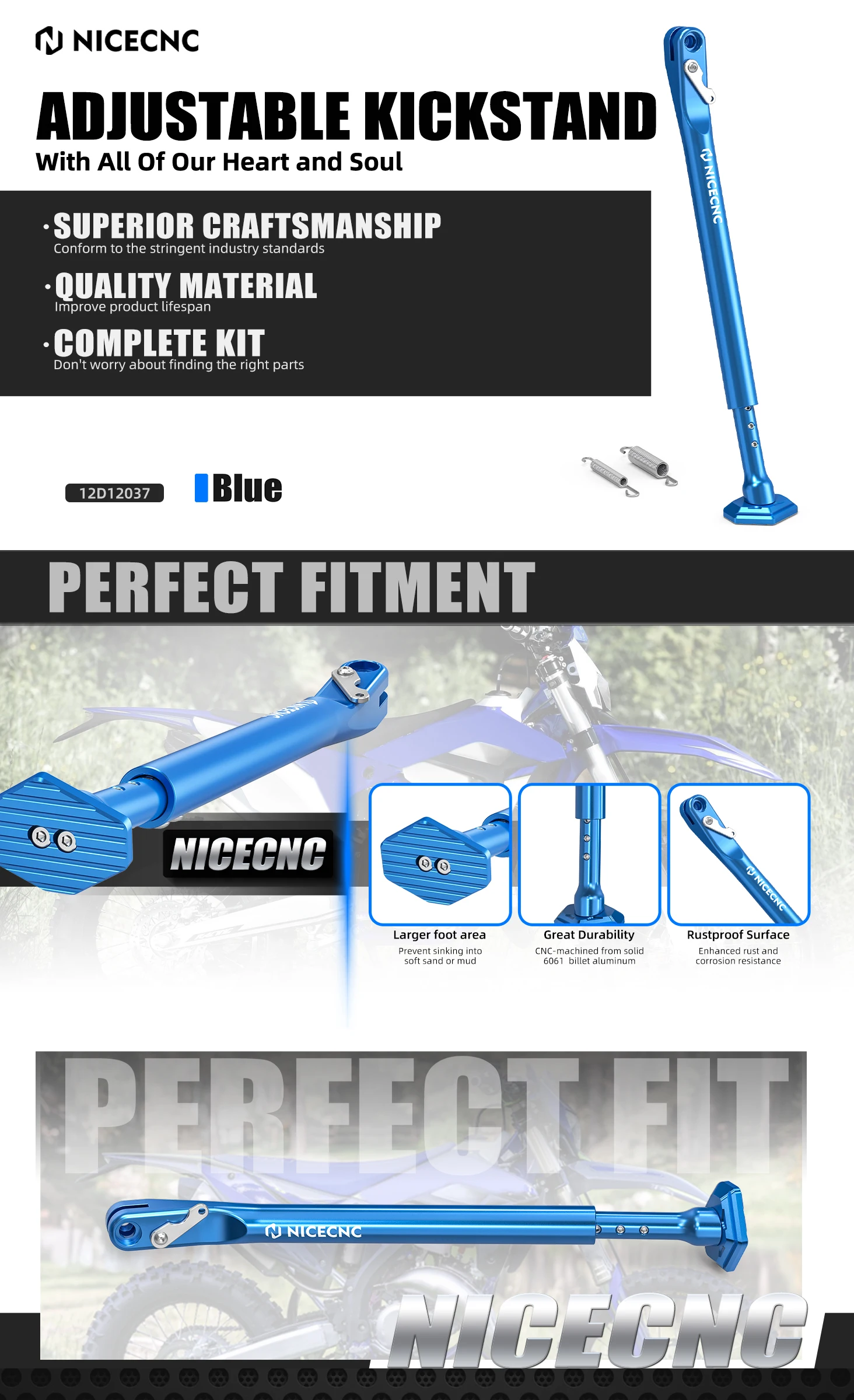 2012–2024 für Sherco SE-R 250 SE 300R SEF 250R SEF-R 300 SER SEF-R 125 350 400 450 500 Motocross verstellbarer Ständer Seitenständer – Detail 1