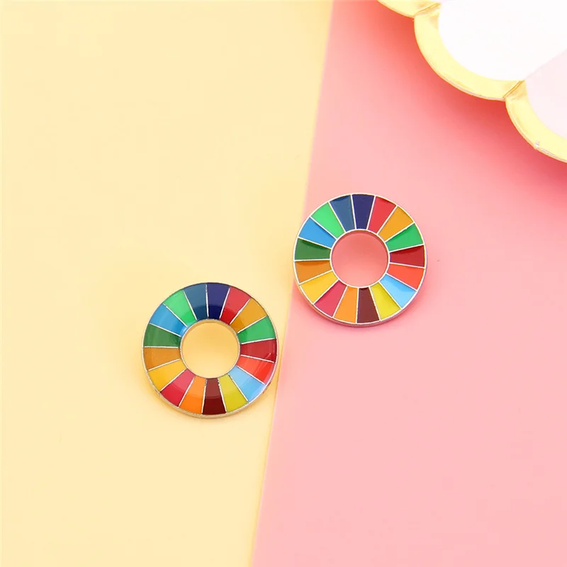 Fashion Rainbow Pins 17 Colors Sustainable Development Goals Brooch United Nations SDGs Pin Badge For Women Men