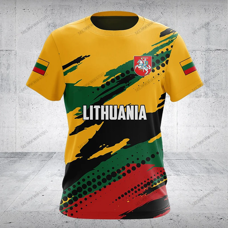 Personalized Summer Casual Lithuania Flag Graphic T-shirts Unisex Fashion Competitive Sports Jersey O-neck Streetwear