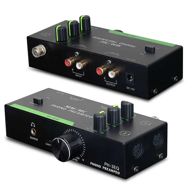 Phono Preamp Phonograph Amplifier 3 Band Adjustment Record Player Turntable Amplifier Support MM MC Cartridges XLR Input Output