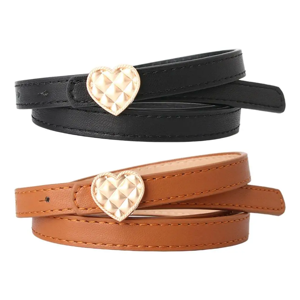 

Stretch Women Waist Belt Faux Leather with Metal Heart Buckle Strap Fashion