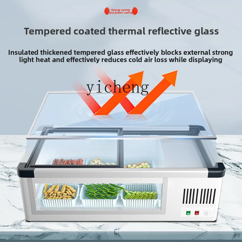 

ZC refrigerated frozen barbecue string display cabinet commercial fresh desktop tricycle stall refrigerator