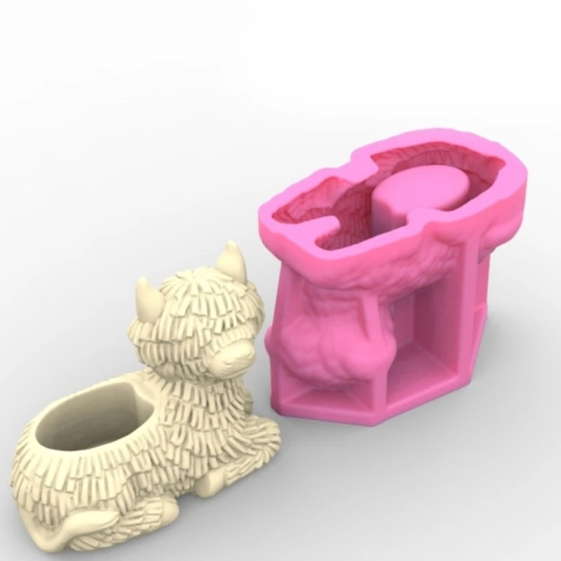 실리콘 꽃병 금형 유연한 콘크리트 금형 야크 모양 즙이 많은 재배자 금형 공예에 대 한 실리콘 장식 금형