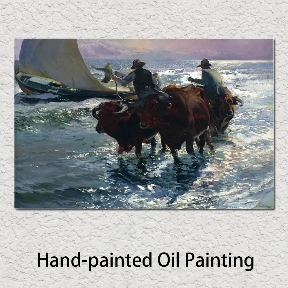 Modern Art Oil Painting Bulls in The Sea Joaquin Sorolla Y Bastida Canvas Hand Painted High Quality