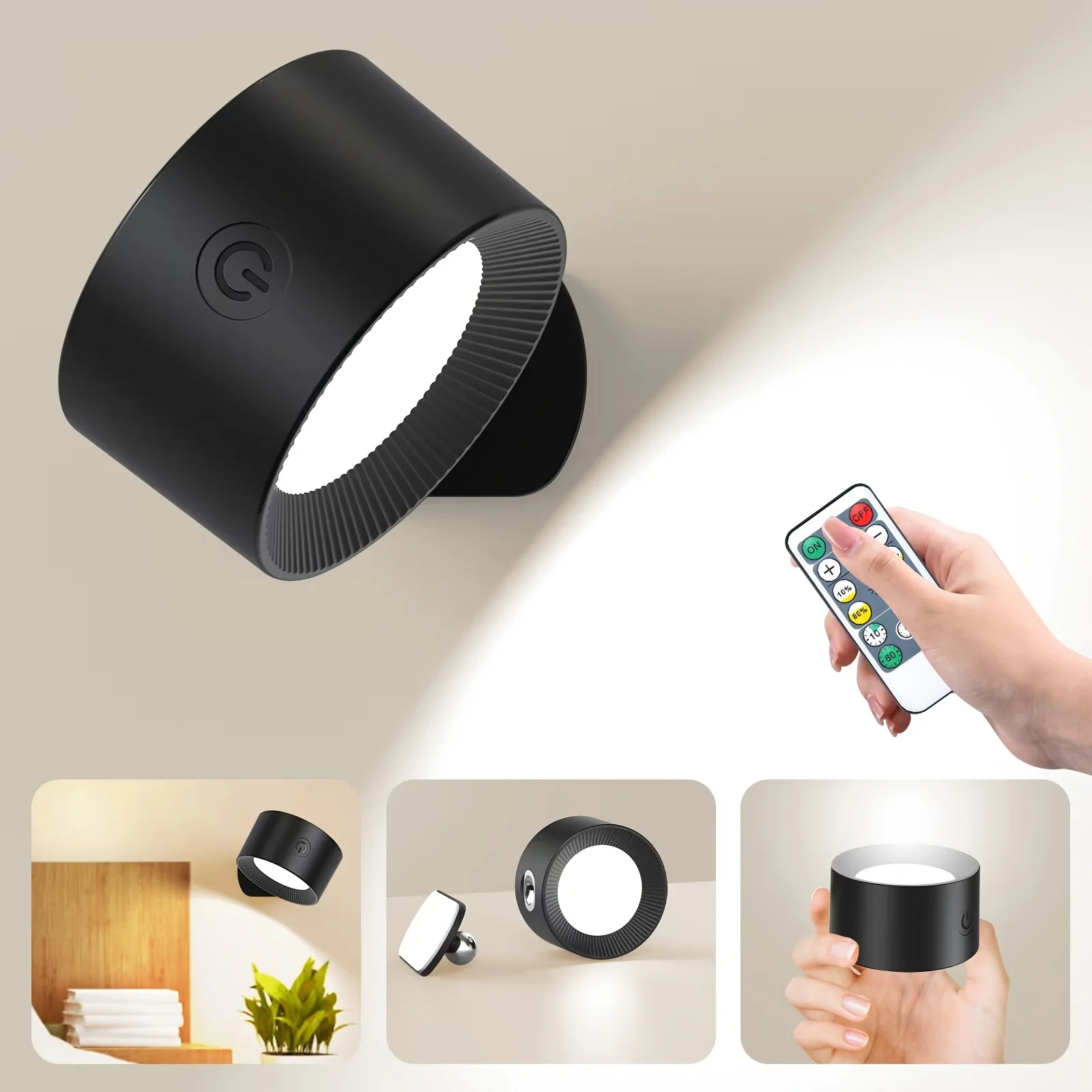 

Светодиодные настенные бра, настенные светильники с перезаряжаемым пультом дистанционного управления, 360° ° Лампа для чтения поворота 8, яркость, сенсорное управление