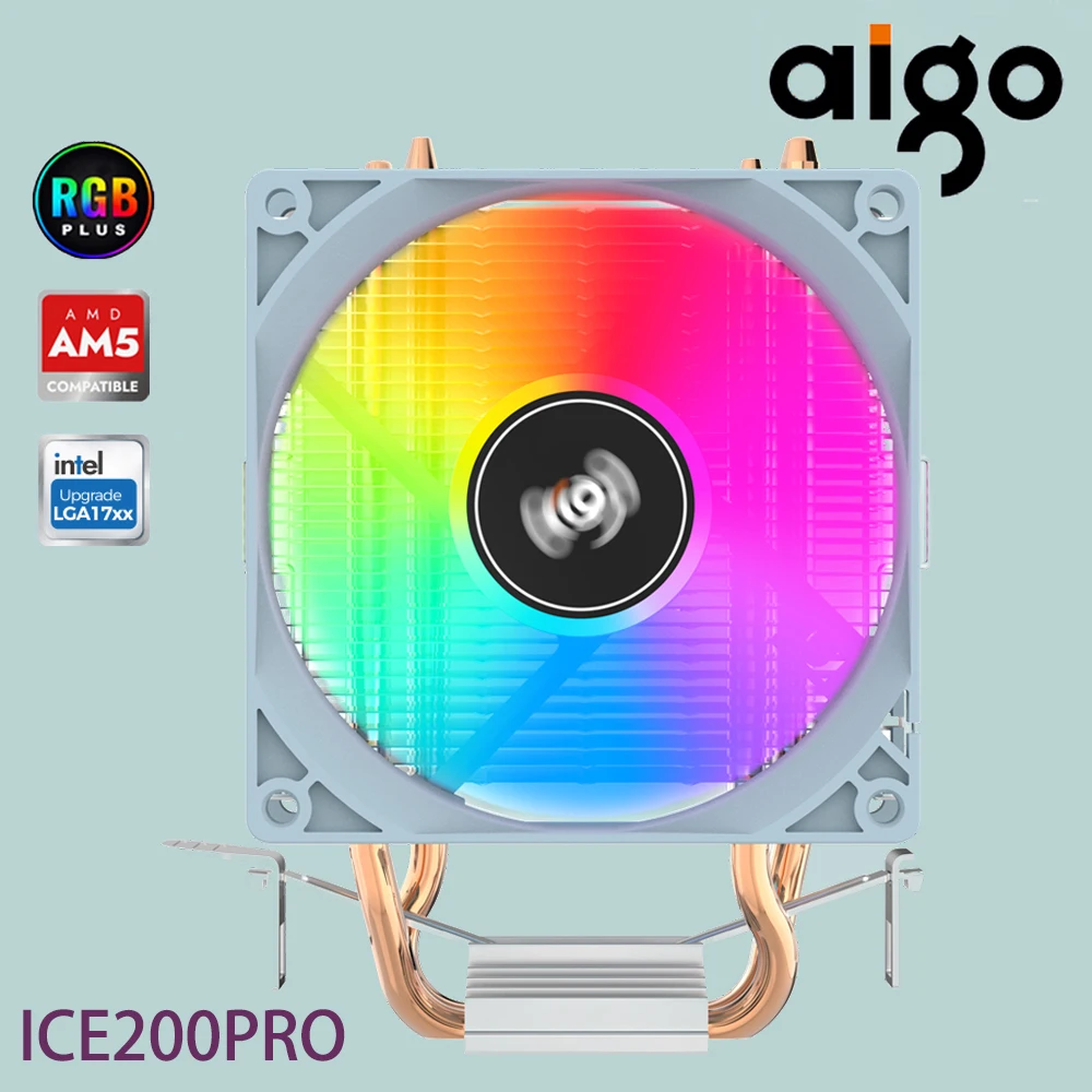 Aigo ICE200PRO Air Cooler 2 Heatpipes Radiator Cooling  PWM Fan Quiet Ventilador For Intel 115X 1200 1700 AM4 AM5 AMD Wentylator