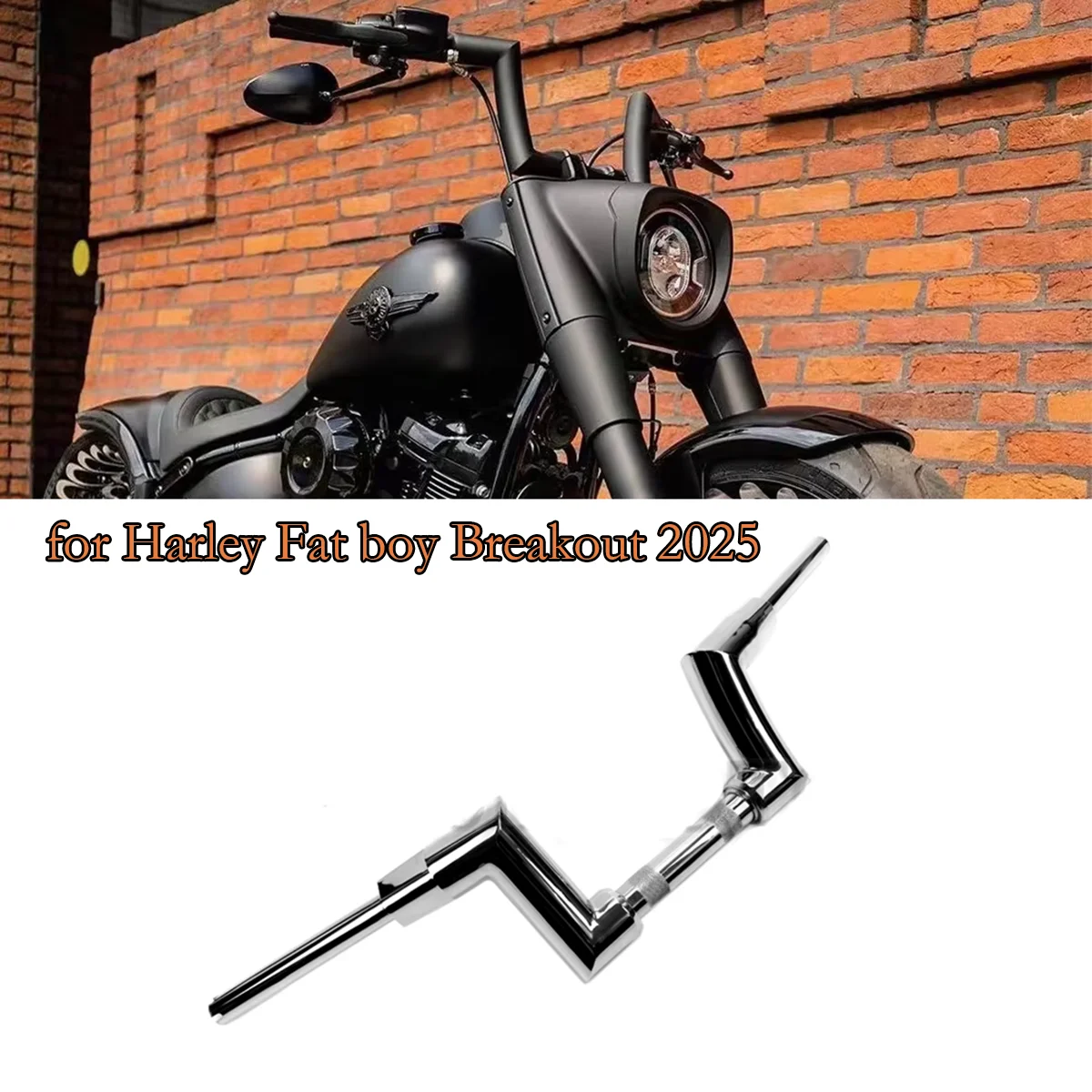 

Motorcycle 2inch Black/Chrome Custom Handlebar 6" 8" 10" Rise for Harley Fat boy Breakout 2025