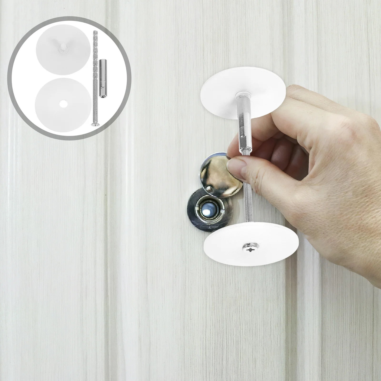 

1Set 50mm Round Door Hole Cover Plate Stainless Steel Deadbolt Filler White Security Fixing Conceals Durable Material