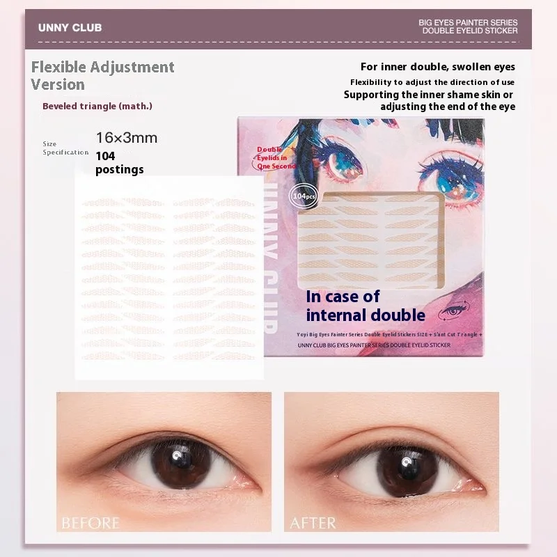 Fita de pálpebra dupla U N N Y para olhos Monolid e com capuz - adesivos de pálpebra de aparência natural invisível