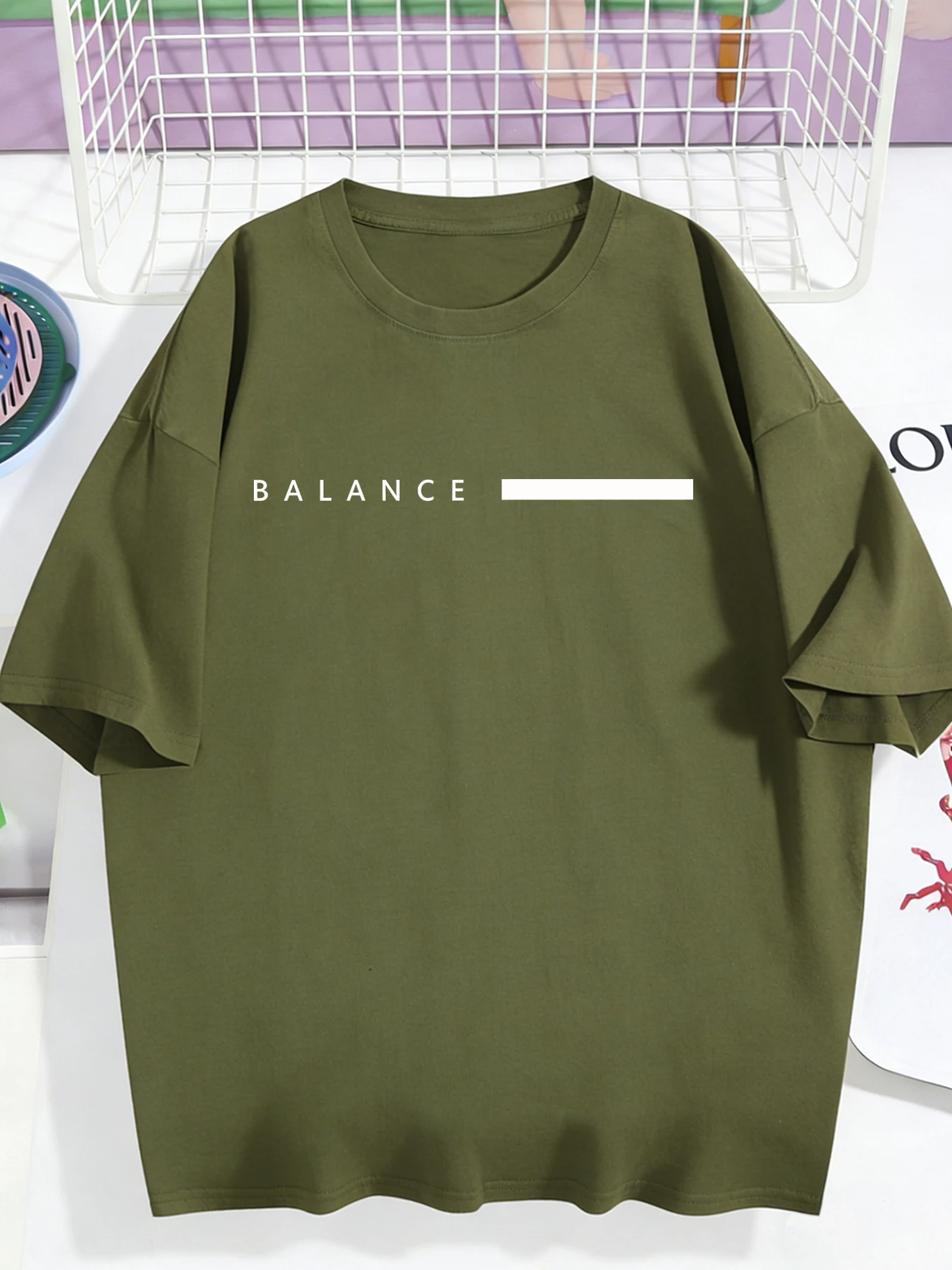 Balance Creativity Design Daily Commute Tops Men Fashion Basic T Shirts Hip Hop Cotton T-Shirt Casual Oversized Sportswear