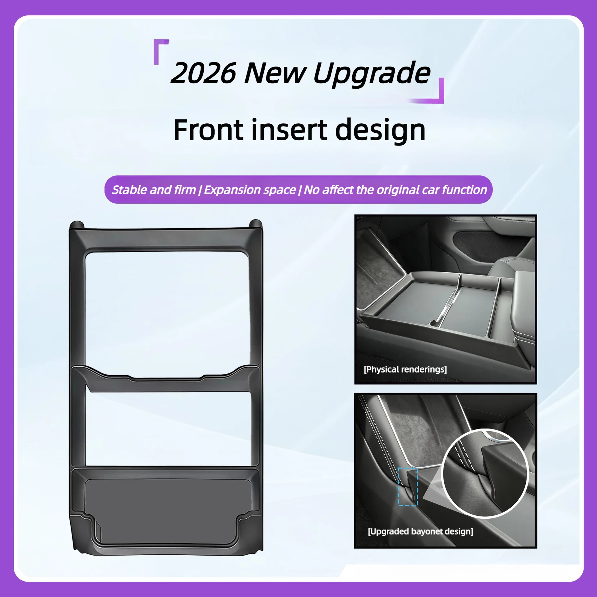 2026 New Upgrade Fixable Center Console Storage Shelf for Tesla Model 3 Highland Mode Y YL Juniper,Fixed Center Panel Frame