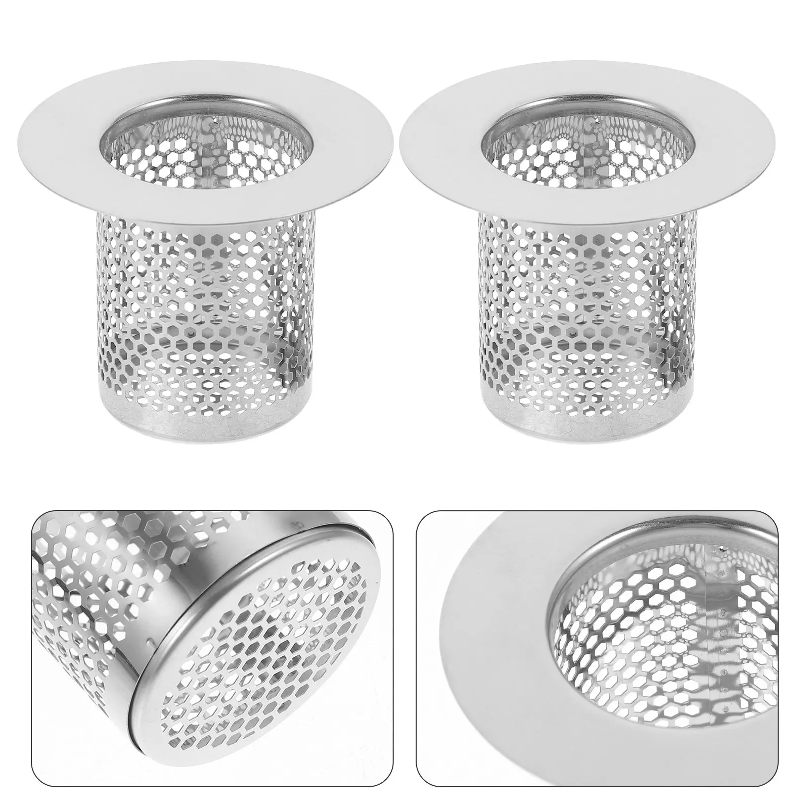 

2 шт. металлических сетчатых фильтров для слива из нержавеющей стали для душа, ванны, раковины, канализации, предотвращающих засоры волосами