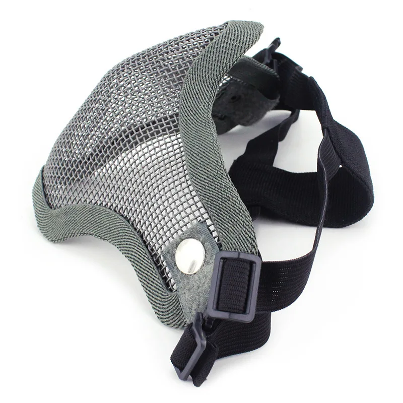 Masque tactique demi-visage avec Double ceinture pour l'entraînement sur le terrain CS, camouflage, fil d'acier, accessoires de tournage
