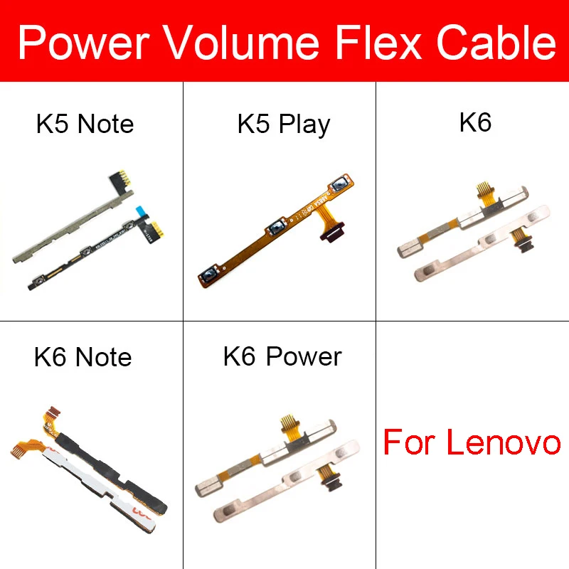 On/Off Power Volume Side Button Flex Cable For Lenovo Vibe K5 K6 Note Power K52e78 A7020 K53a48 K5Play Power Volume Flex Ribbon