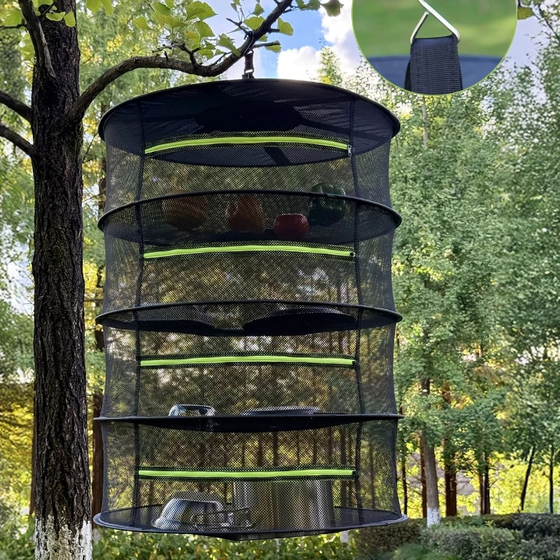 Drying Net For Herbs Fish Hanging Basket Folding Dry Rack Herb Vegetable Dryer Bag Mesh Flowers Buds Plants Organizer