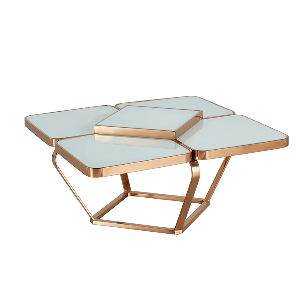 

-dd Luxury Living Room Square Glass Coffee Table Modern Gold Metal Coffee Table Set With Metal Legs