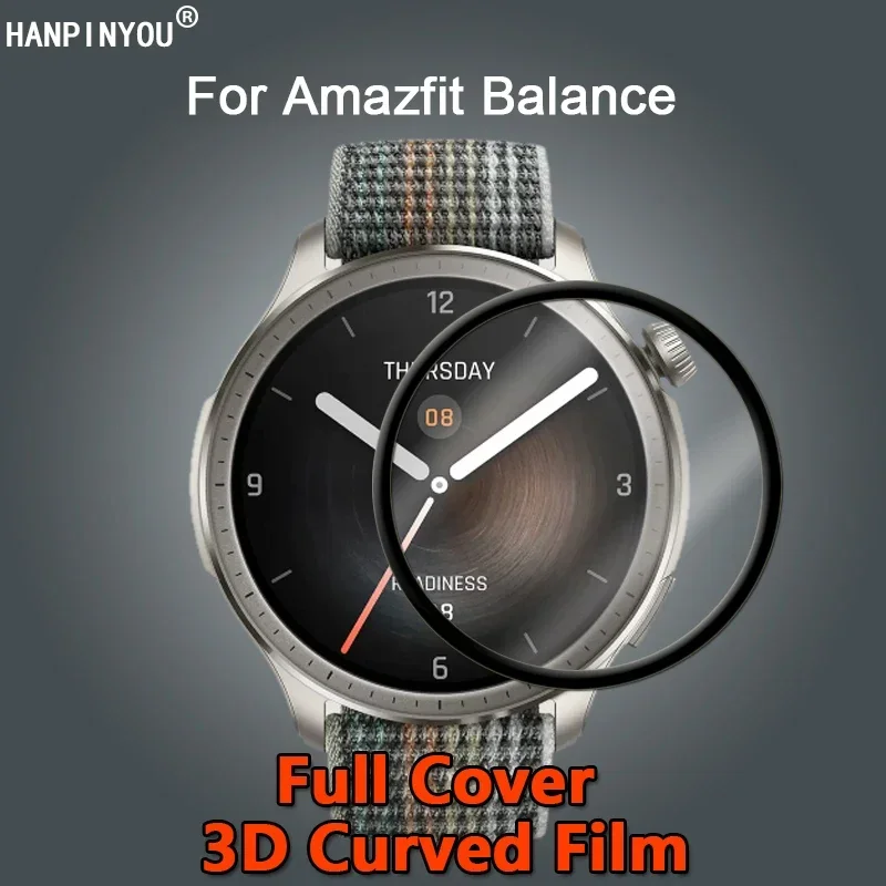 For Amazfit Balance SmartWatch Ultra Clear Full Cover 3D Curved Plating Soft PMMA PET Film Screen Protector -Not Tempered Glass