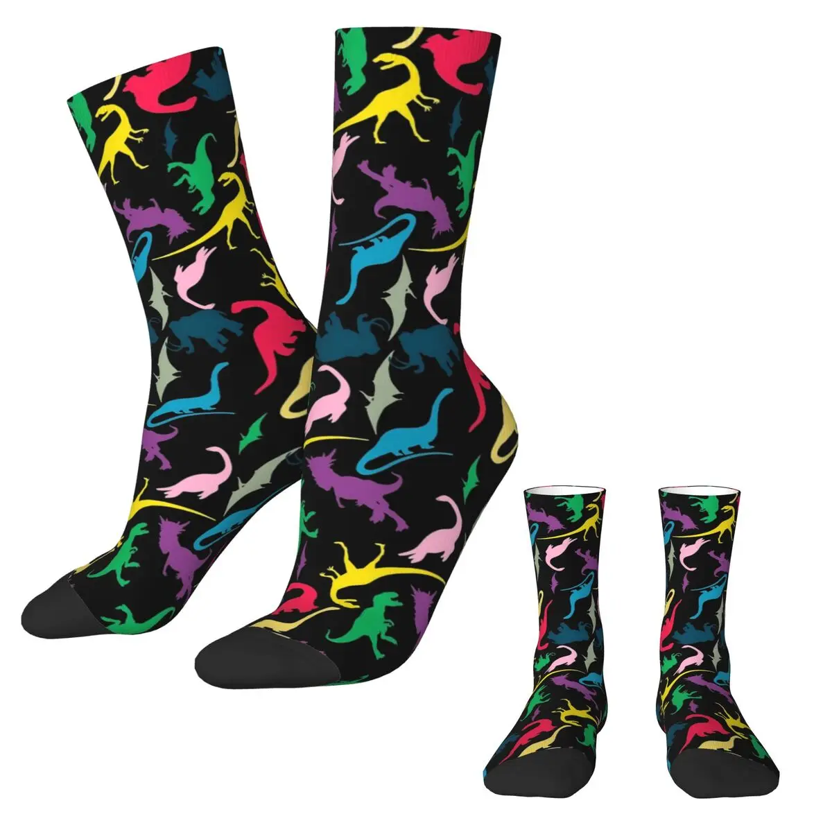 

Color Dinosaur Print Stockings Female Funny Animal Socks Warm Soft Vintage Socks Autumn Climbing Anti Skid Graphic Socks Gift