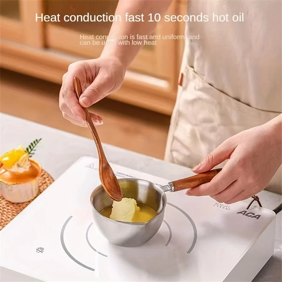 Pentola per schizzi di olio in acciaio inossidabile Pentola per scremare il caffè Misurino per caffè Pentola per bollitura Latte caldo Piccola pentola per il latte Pentola per versare la salsa