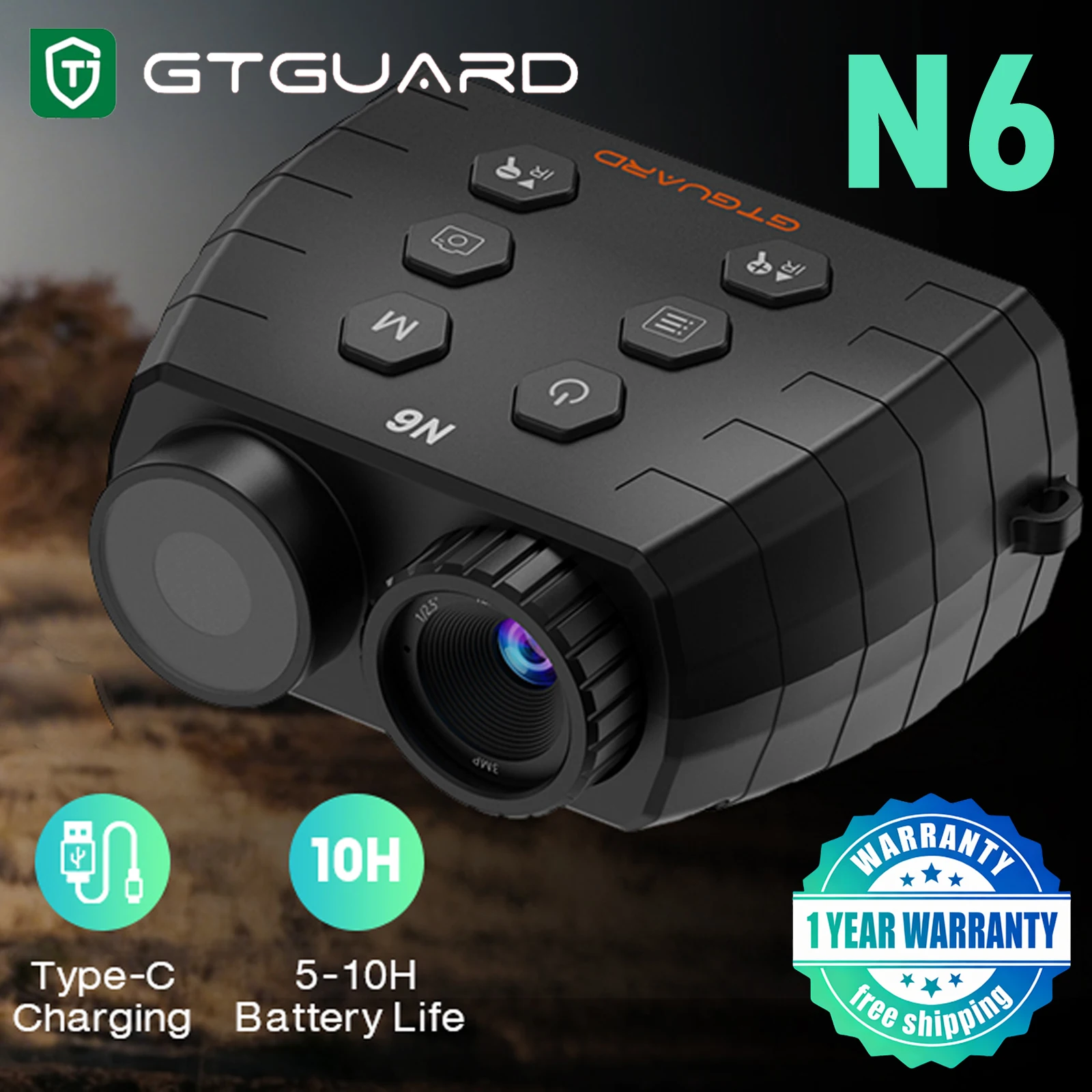 GTGUARD N6 1080P Night Vision Binoculars 5X Digital Zoom 300M Full Dark Infrared Night Vision Telescope 2.95” Large Screen