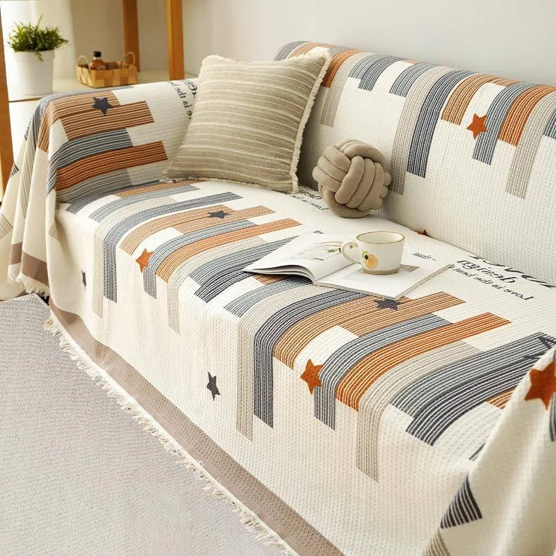 Premium Cotton Linen Sofa Throw, Full Wrap Universal Sofa Slipcover, All-season Household Sofa Cushion