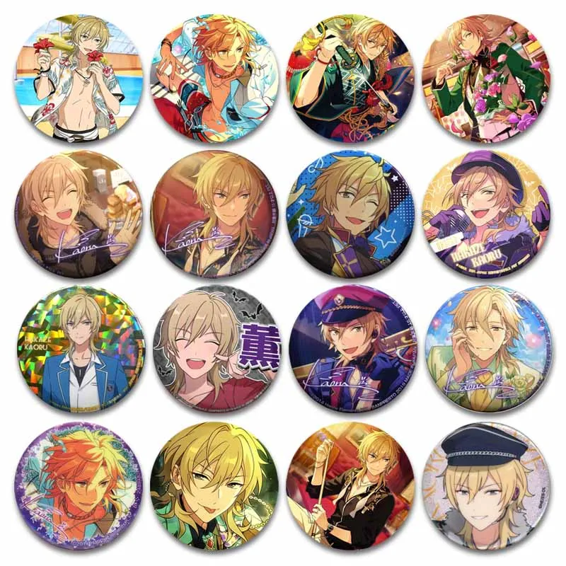 Cool Cartoon Character Hakaze Kaoru Enamel Pin DIY Clothing Backpack Round Brooch Cute Ensemble Stars Badge Gifts for Friends