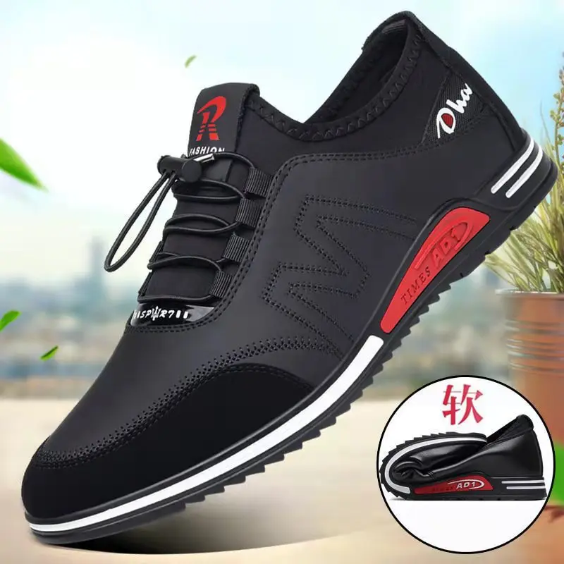 

New Fashion Men's Shoes Concise Soft Soled Men Casual Shoes Breathable Lace-Up Bottom Light Sneakers Male 2023