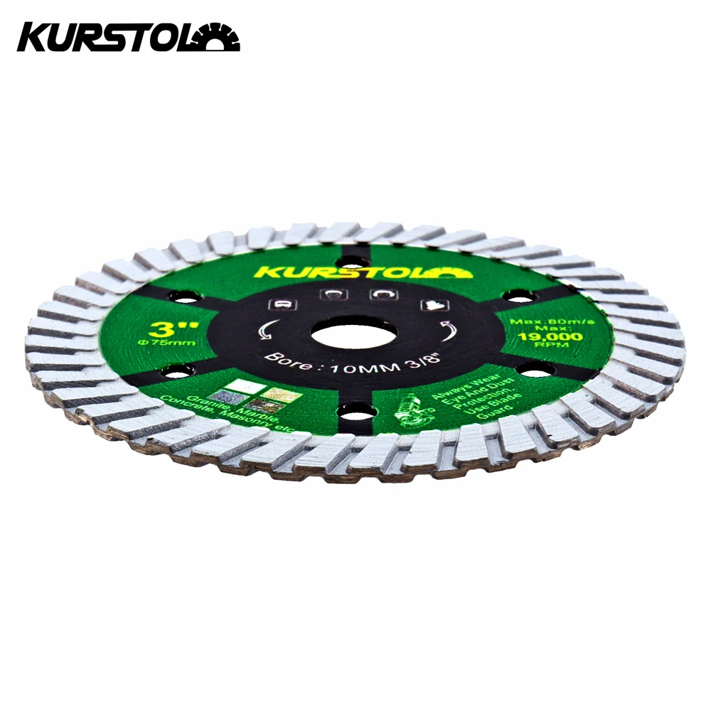 KURSTOL Concrete Cutting Disc Dry 1/2/4pcs 75mm Corrugated Tooth Granite Marble Masonry Clinker Quartz Stone Diamond Saw Blade