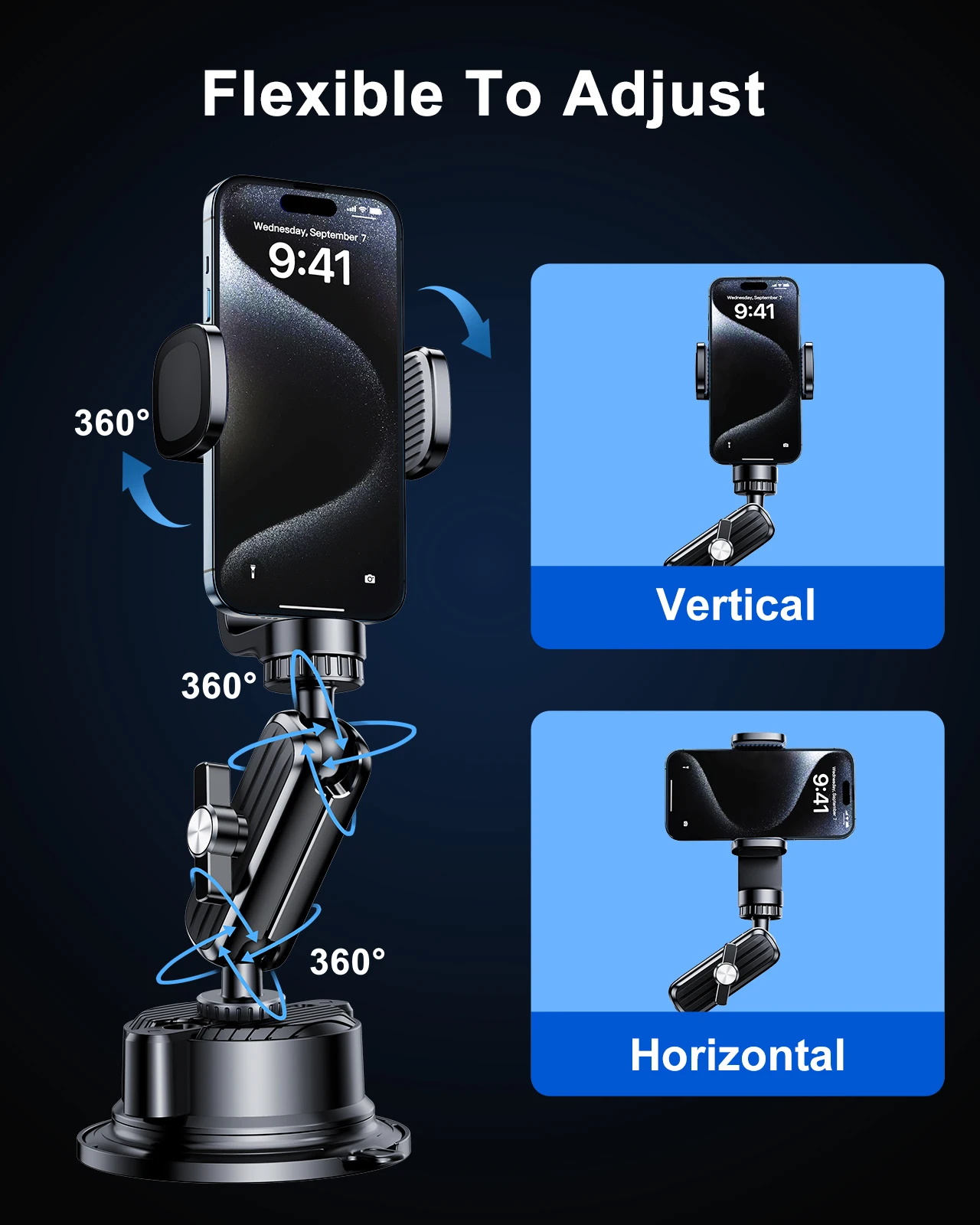 Eary Dudukan Telepon Mobil Dudukan Kamera Aksi Cangkir Isap Aksesori Mobil Multifungsi dengan 360 °   Dapat Diputar Untuk Perekaman Video