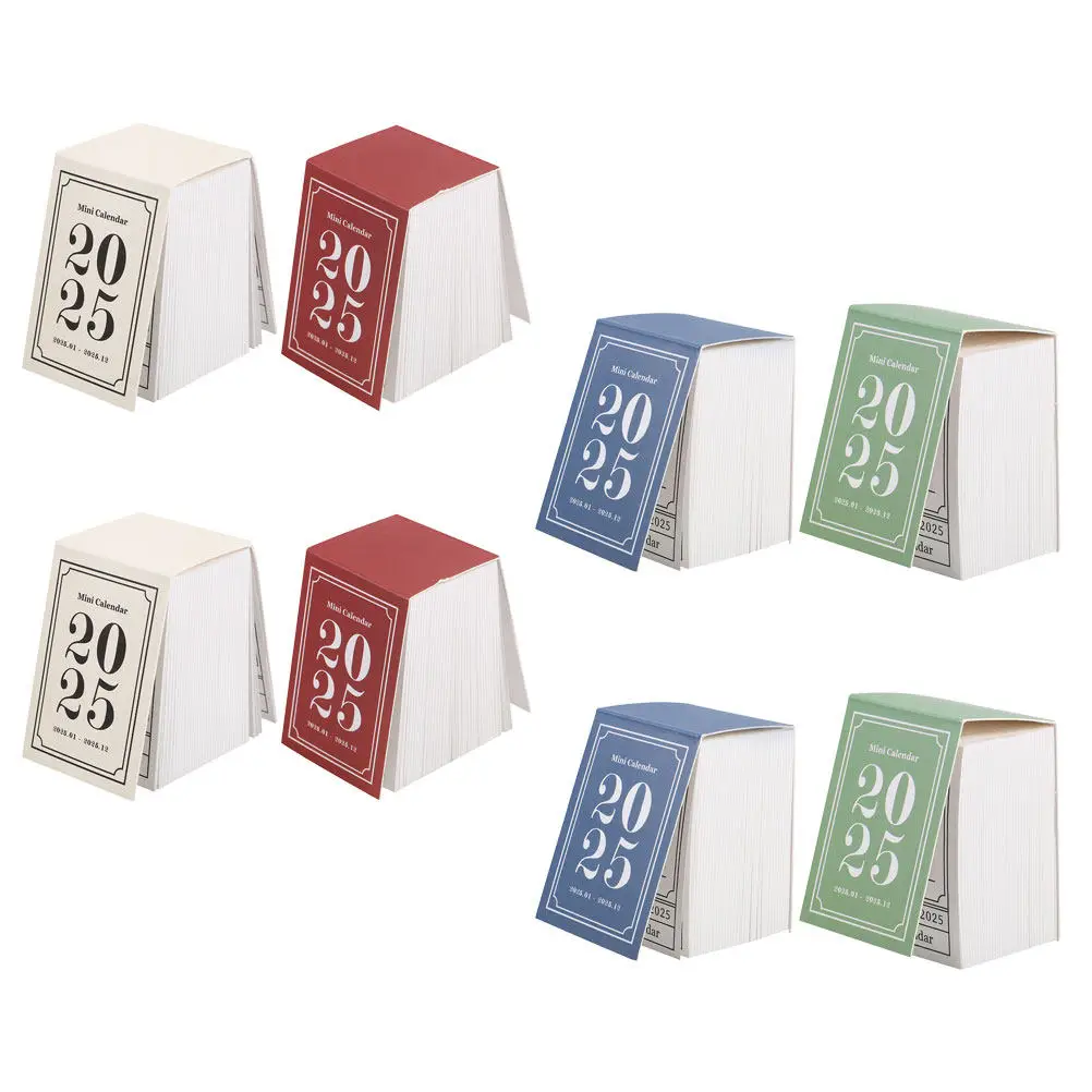 8Pcs Vintage Mini Tear-Off Desk Calendar Small Paper Planner Romantic Design Compact Office Decor Functional Organizer