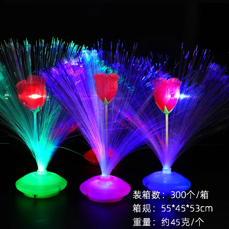 Creative Light-emitting Toy Gemstone Base Rose Fibre Optic Light LED Seven Colours Flash Night Light Luminous Full Of Stars Toy