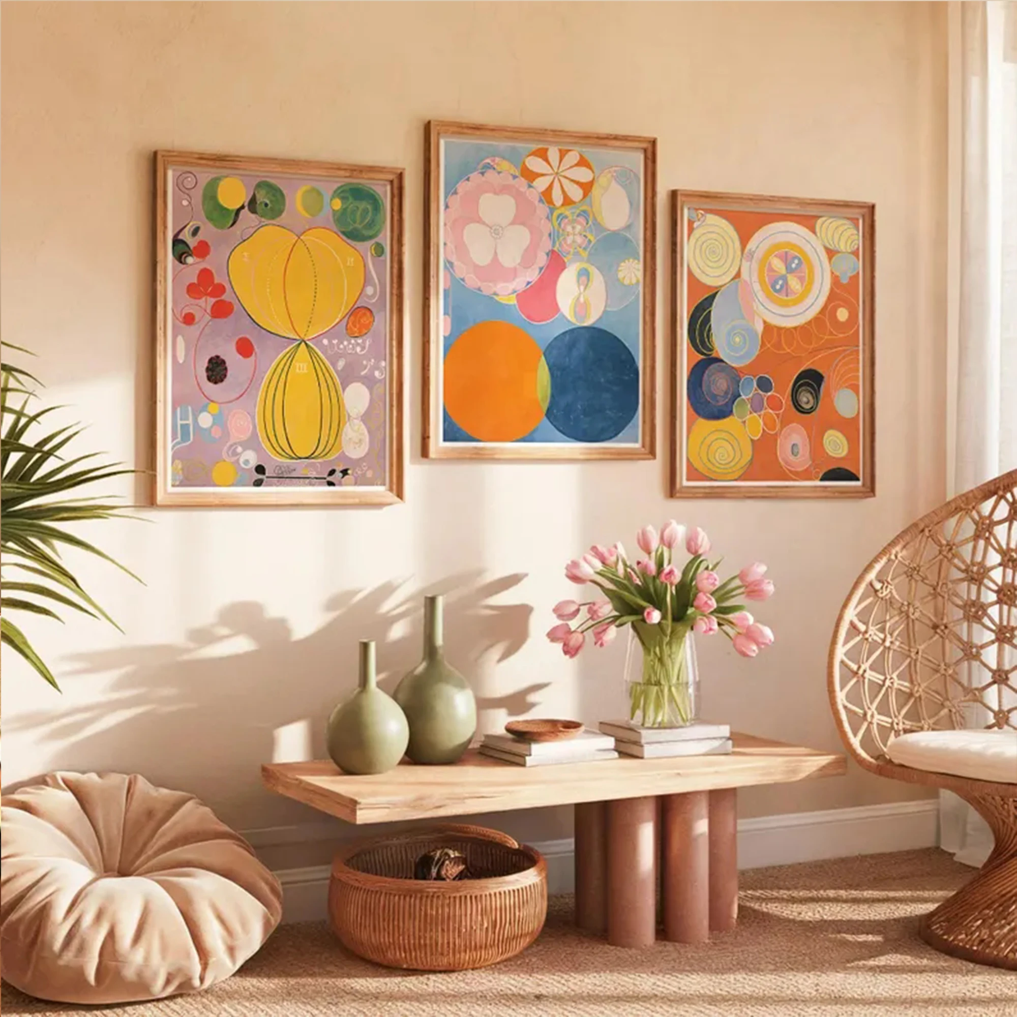 3 Stück Retro abstrakte bunte Ausstellungs-Wandkunstdrucke auf Leinwand, Gemälde, Poster, Bild für Wohnzimmer, Schlafzimmer, Heimdekoration