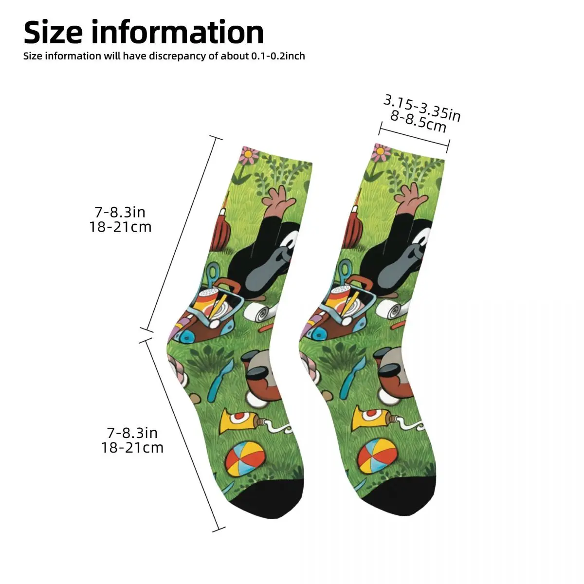 Funny Men's Socks The Mole Krtek Vintage The Little Mole Street Style Seamless Crew Sock Gift Pattern Printed