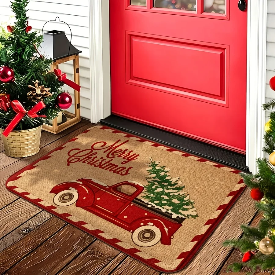 Santa Belt Snowflake Floor Mat front porch villa entry terrace backyard cabin household decorative seasonal door rug gift