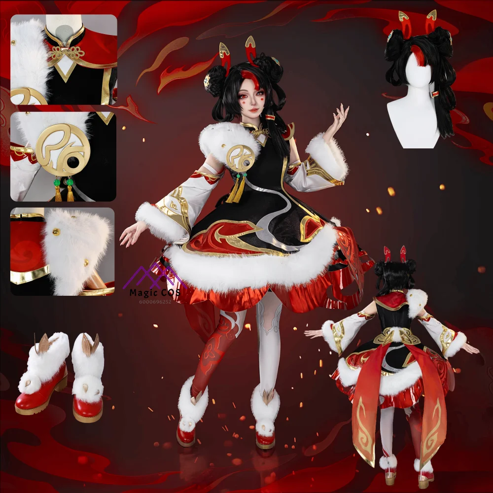 

Hot Game LOL Role Playing Cosplay Costume Anime Gwen high Quality Clothes Red Dress Wig Shoes for Women Adult Comic Con Party