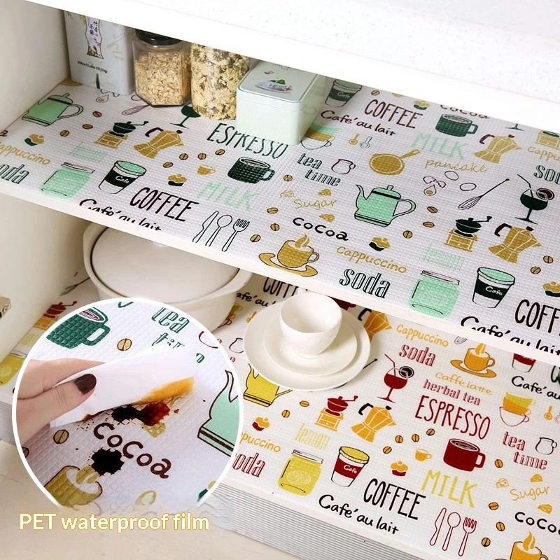 (45cm*200cm) Printed, cuttable, non-slip, dustproof, and moisture-proof mat, suitable for kitchens and cabinets.