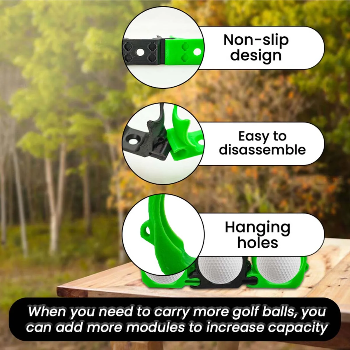 3*Cross-border Golf Ball Holder Spliceable Golf Clips Non-slip Golf Tee Holder Reusable Lightweight Plastic Resistant Golf Balls
