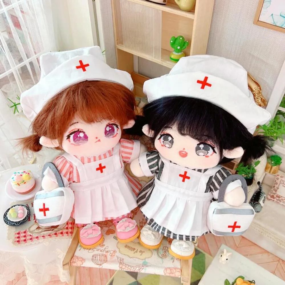 Nurse Dress Set 20CM Cotton Doll Clothes Replacement Outfit Stuffed Doll Plush Suit Princess Shoes Mini Plush Toys Clothes