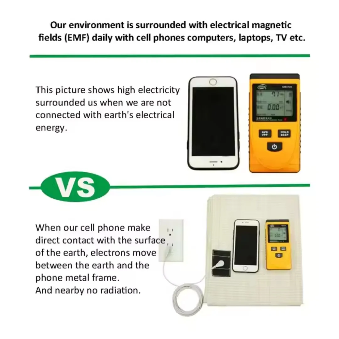 Beige Earthing Fitted Pillowcase with Silver Fiber Conductive Grounded ESD Cushion Cover Radiation Protection Health Product