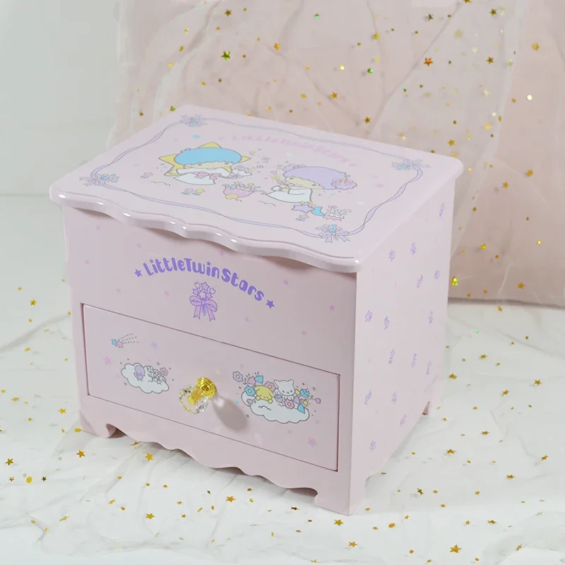 

Anime Sanrio Kawaii Hellokitty MyMelody Little TwinStars Cartoon Jewelry Storage Box Comes with Mirror Young Girl Birthday Gift