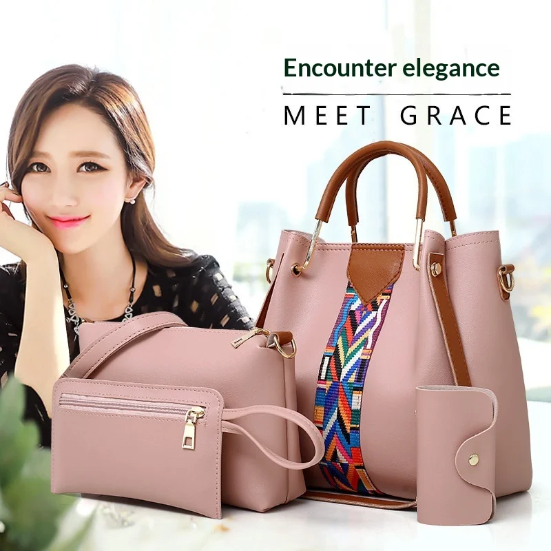 

Women's Handbag New Fashion 4-Piece Set Tote Shoulder Crossbody Bag Bucket Bag Multi-Functional CarryAll