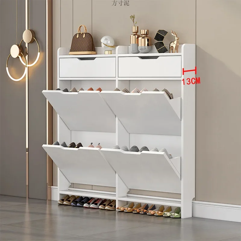 Ultra-thin shoe cabinet 13cm 15cm door drawer type multi-function extremely narrow floor combination tipping bucket shoe cabinet