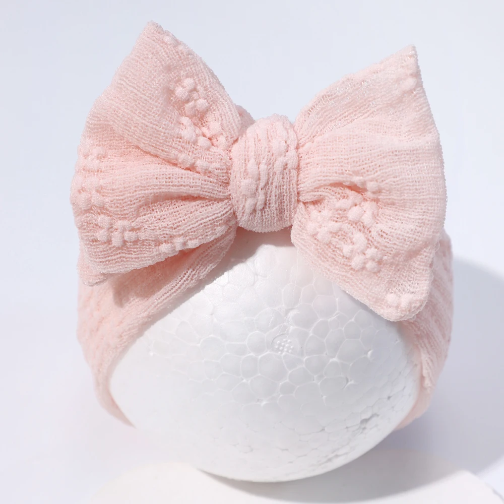 New Summer Breathable Baby Girl Lovely Bow Headband Double Mesh Bows Soft Turban Headwraps Hair Accessories for Newborn Infant