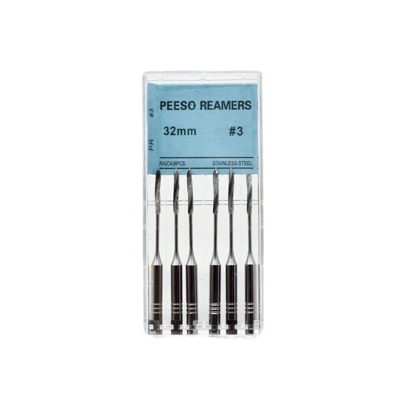 6 pçs/caixa dental endodontic peeso reamers broca glidden rotativo 28/32mm uso do motor arquivos endo de aço inoxidável # 1-6