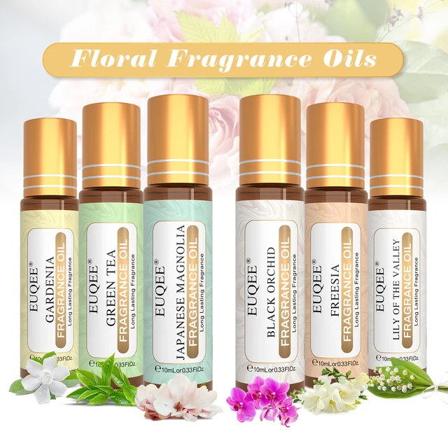 EUQEE 6PCS Flower Series Fragrance Oil Set -10ml Japońska magnolia Czarna orchidea Gardenia Zielona herbata Frezja Konwalia