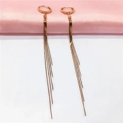 Refreshing Glossy Light Luxury Fashion Soft Chain Long Tassel Earrings for Women Earline Copper Plating Rose GoldJewelry