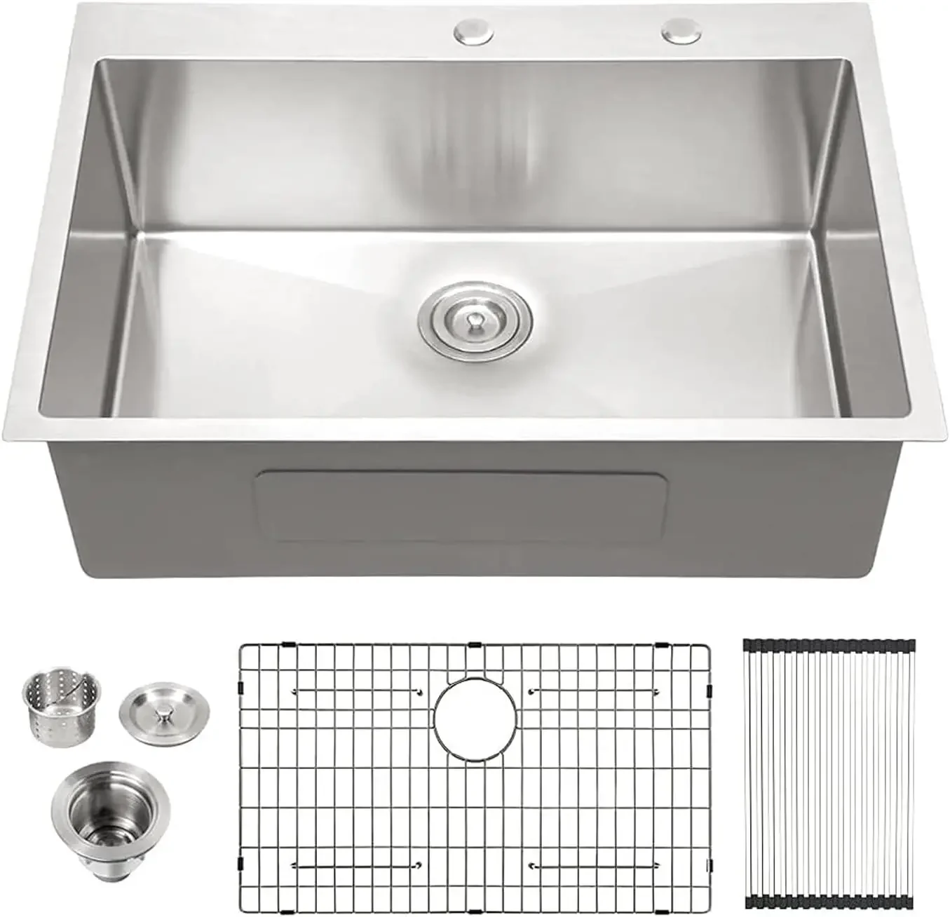 

28 Kitchen Sink Drop In - Lordear 28 x 22 Kitchen Sink Single Bowl Drop In Stainless Steel 16-Gauge R10 Tight Radius Topmount Ki