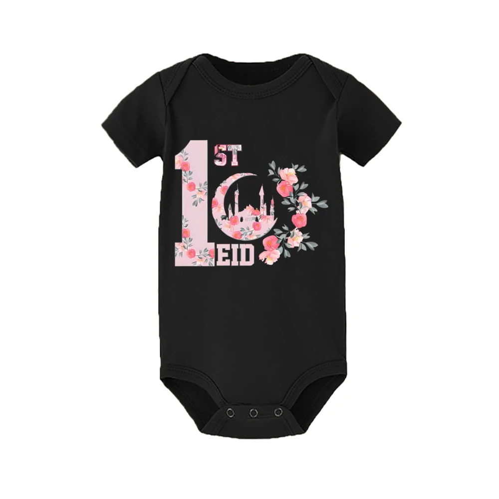 My First Eid Baby Moon Print Romper Newborn My 1st Eid Long Sleeve Jumpsuit Toddler Bodysuit Outfits Muslim Festival Clothing